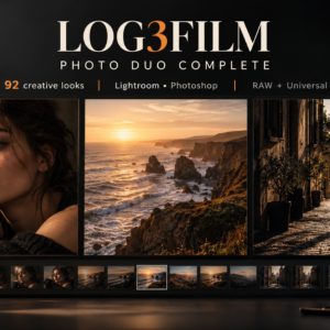 LOG3FILM Photo Duo Complete: 92 creative looks for Lightroom and Photoshop, RAW and Universal versions. Creative visualization.